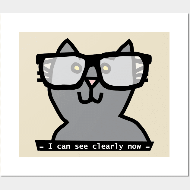 Funny Ultimate Gray Cat With Glasses Wall Art by ellenhenryart